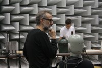 Chef Bottura in the anechoic chamber:unusual and futuristic set for a very interesting video for the New York Times